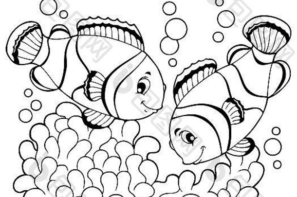 两条可爱的小丑鱼-图片插图。