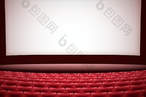 电影院背景，红色座位，文本空间