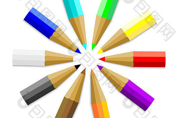 多色彩色的铅笔蜡笔