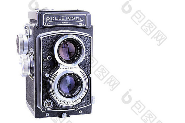 巴拿马巴拿马——2015年7月11日：Rolleicord是一款受欢迎的中档双镜头反光相机，由Franke