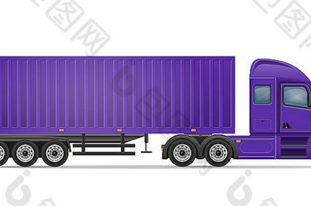 卡车半预告片运输货物插图孤立的白色背景