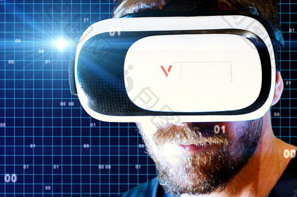 带oculus VR的人，代表虚拟现实的理想画面