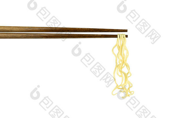 即时面条筷子孤立的白色背景剪裁路径