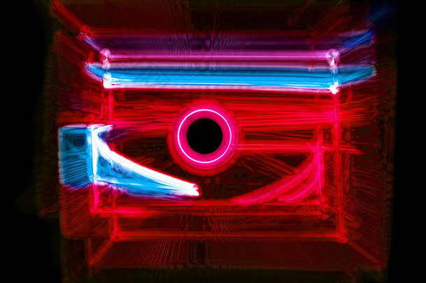 红色的蓝色的发光的技术电脑生成的摘要背景呈现
