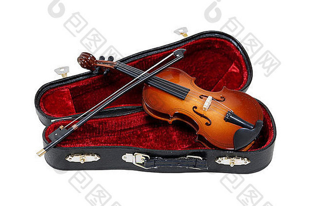 古典木制小提琴，模制提琴盒打开，可随时演奏-包括小径