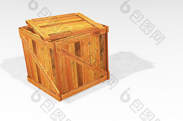 打开木箱的3D渲染