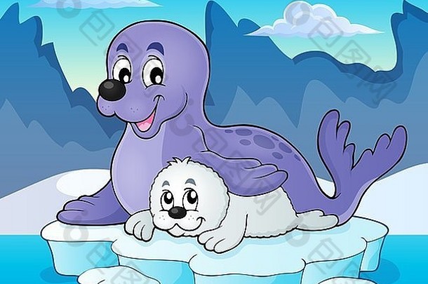 快乐海豹幼犬主题2-图片插图。