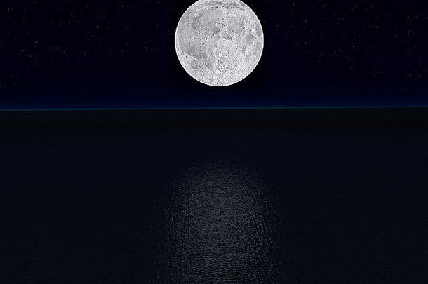 夜晚美丽的满月图片3d插图