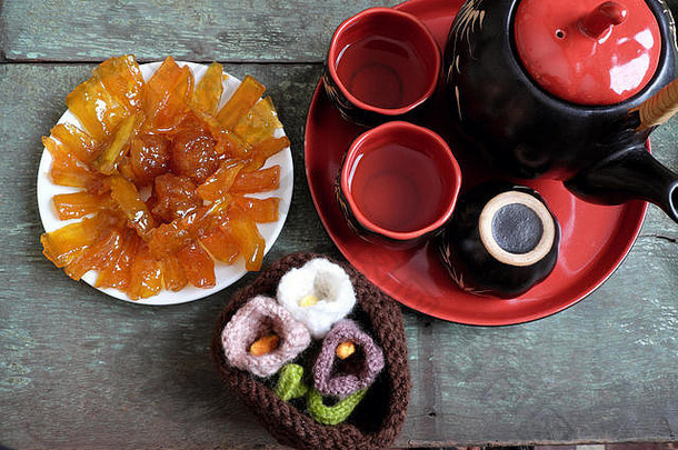 越南<strong>春节</strong>食品，芒果酱，甜食是农历新年的传统食品，由芒果制成