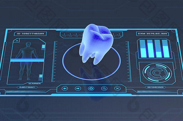 未来主义的应用程序接口医疗科学目的牙扫描仪渲染