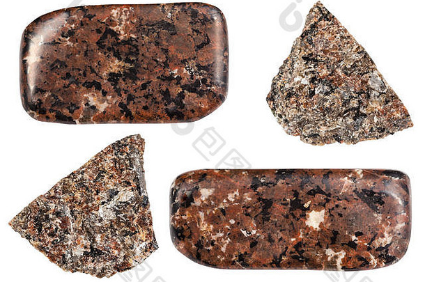 天然矿物标本收集-白色背景上分离的各种荨麻石