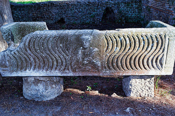 罗马石棺废墟墓地口安蒂卡罗马