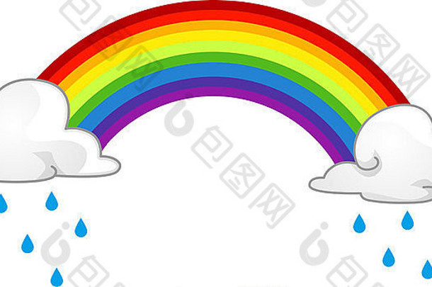 彩虹隐藏在雨云后面的插图