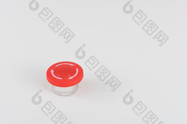灯光背景上的大红色按钮-比喻“手指按按钮”，可能是手指按核按钮，以及让事情停止的概念。