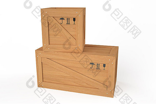 woodenl盒子孤立的白色背景