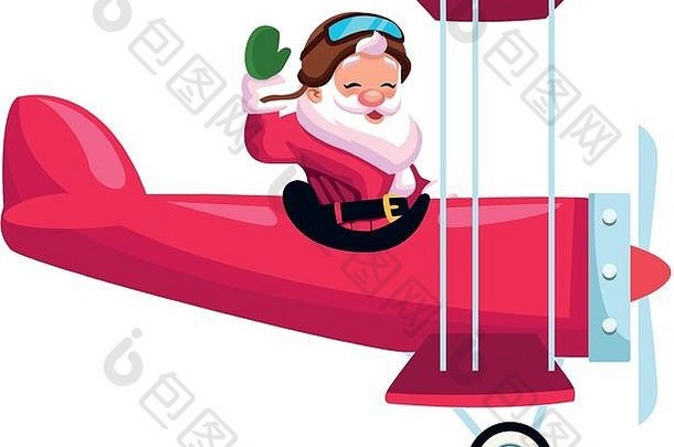 快乐圣诞老人老人飞行飞机图标