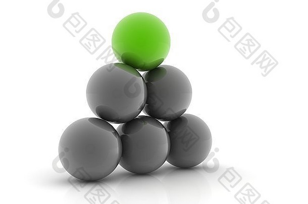 绿色球显著地集团灰色的球体