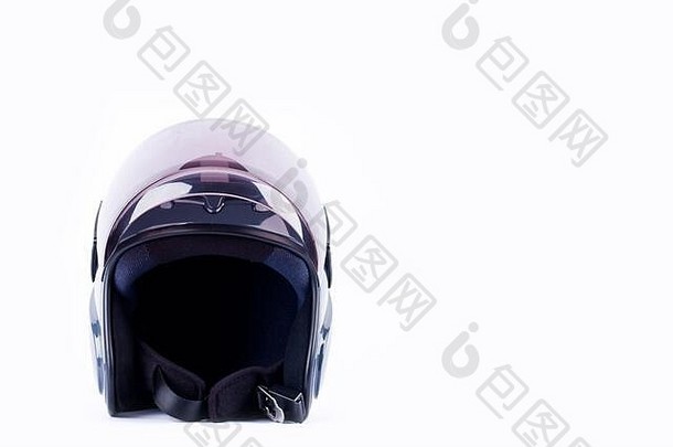 摩托车头盔是白色背景上的安全设备，头盔是隔离的安全物体
