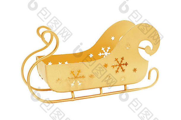 圣诞老人的雪橇是金色的，白色的