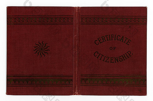 这本硬封面包含1906年9月在纽约布鲁克林为约翰·B·帕尔梅拉发行的美国公民身份文件。