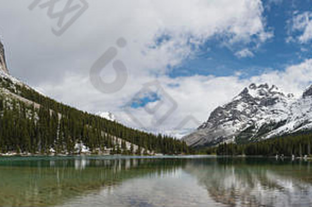 加拿大阿尔伯塔省彼得·洛赫德省级公园肘部湖山脉全景图，