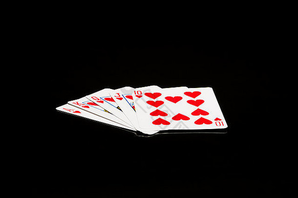 扑克卡片黑色的背景反射