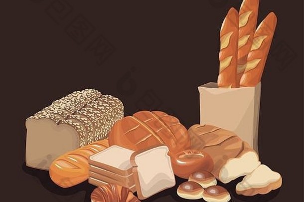 面包面包店产品食物有机新鲜的面包概念设计