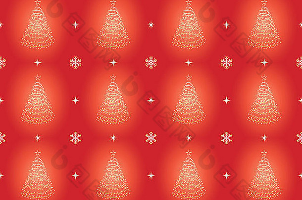 红色的无缝的模式圣诞节树