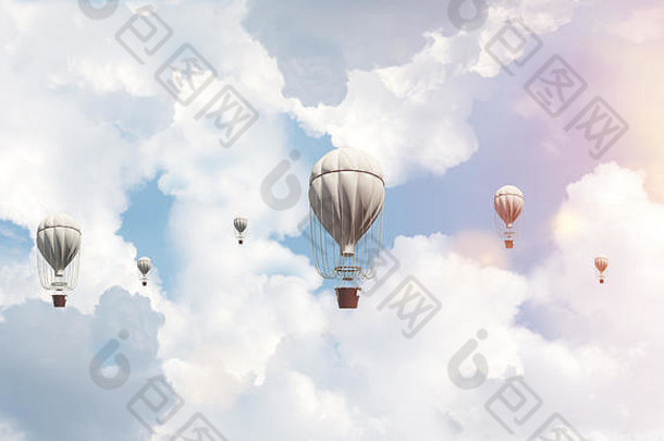 飞行热空气气球空气