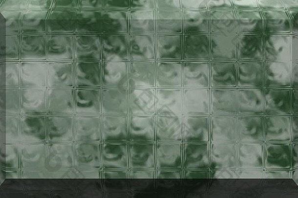 3D基于此抽象背景，采用绿色和白色的磨砂玻璃块效果