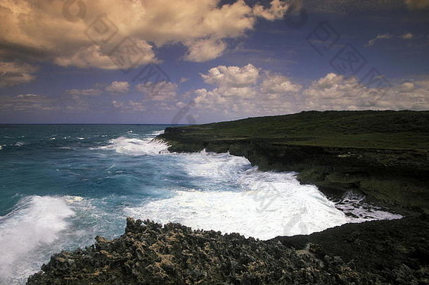 多米尼加共和国蓬塔卡纳村的海岸，位于拉丁美洲加勒比海。