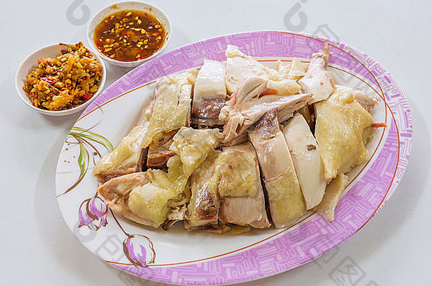 中国人风格蒸切碎鸡辣的酱汁