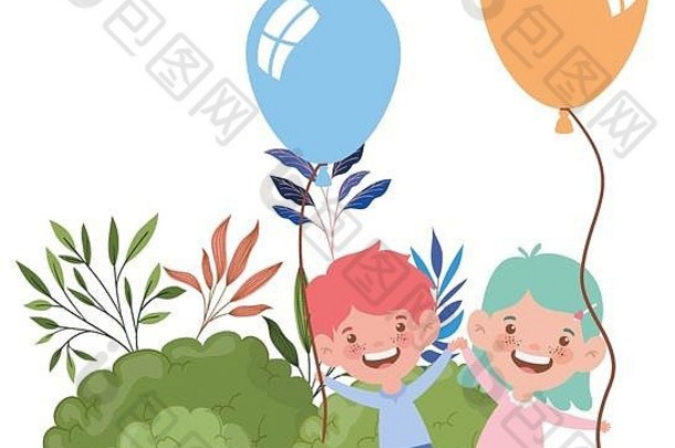 夫妇婴儿微笑氦气球手