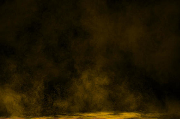 摘要黄色的烟蒸汽移动黑色的背景概念芳香疗法