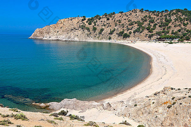 希腊Samothraki岛上的“Pahia ammos”海滩