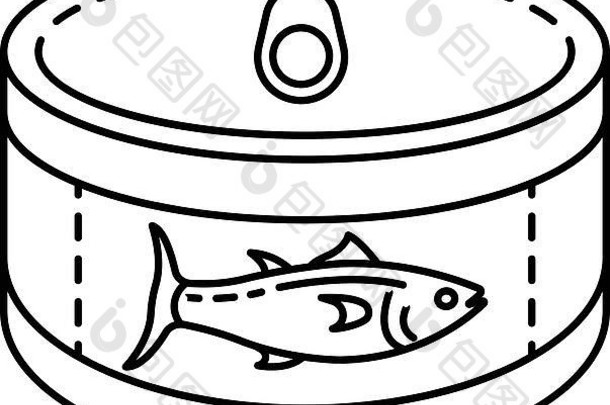 金鱼罐头图标，轮廓样式