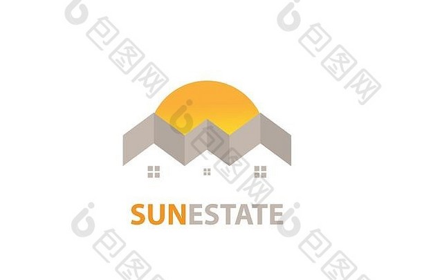 Sun Estate徽标白色背景设计