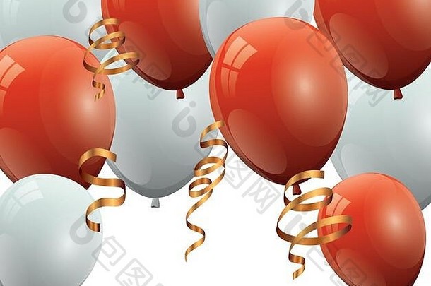 集气球氦红色的白色孤立的图标