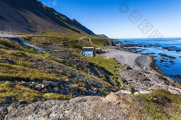 克罗斯内斯斯特兰迪尔西峡湾半岛有趣的池冰岛克罗斯内斯劳格地热∞池