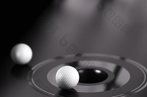 插图高尔夫球球洞黑色的背景