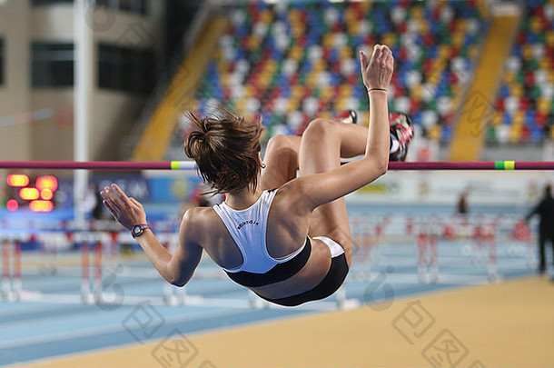 运动员nursena森戈兹高跳土耳其运动联合会奥运阈值室内竞争