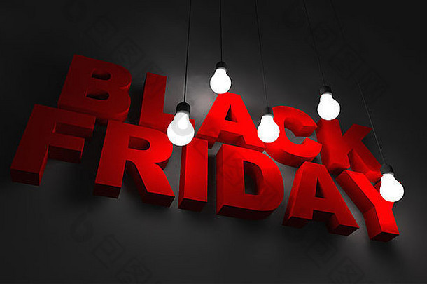 黑色的星期五概念插图信光灯泡照明黑色的星期五业务概念
