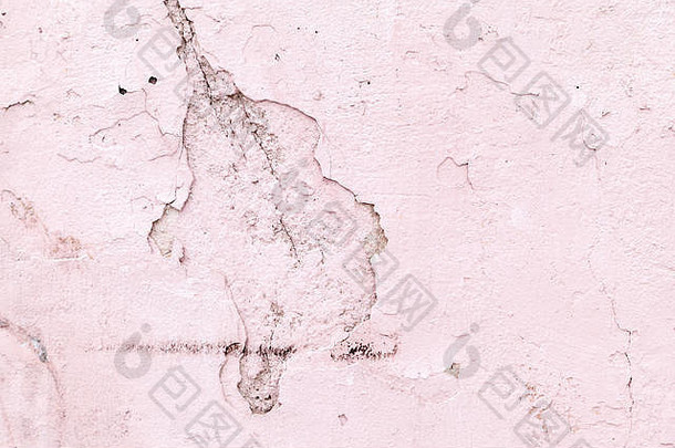 粉红色的石膏墙裂缝芯片摘要背景墙纹理粉红色的建筑裂纹形式河马特写镜头使用