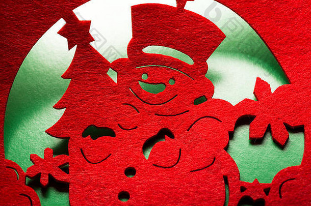 红色织物圣诞装饰雪人剪影