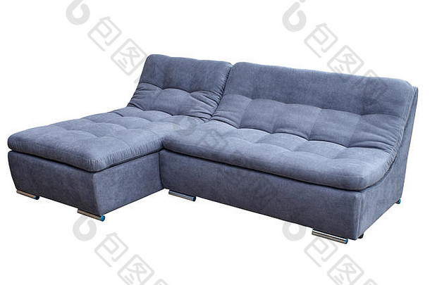 现代客人灰色大转角舒适沙发，白色背景