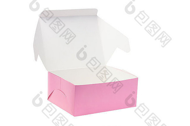 打开白色背景的饼干或蛋糕纸盒