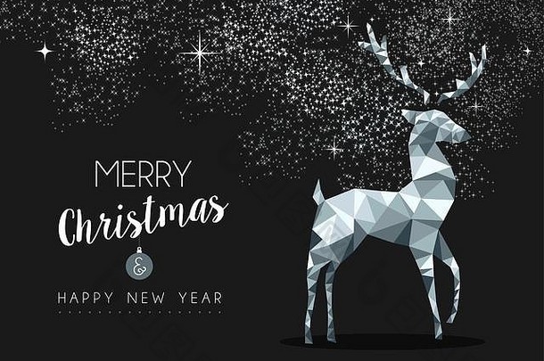 快乐圣诞节快乐一年花俏的银鹿形状赶时髦的人低聚风格