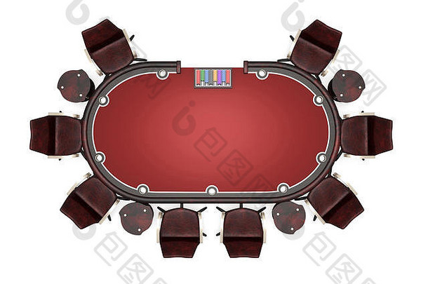 扑克桌概念3d插图