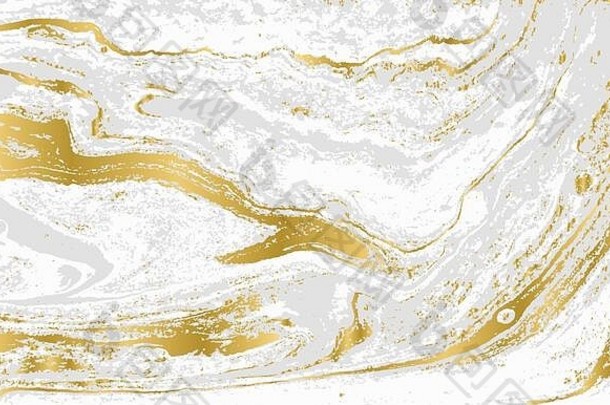 绿色黄金闪闪发光的涟漪模式美丽的液体纹理