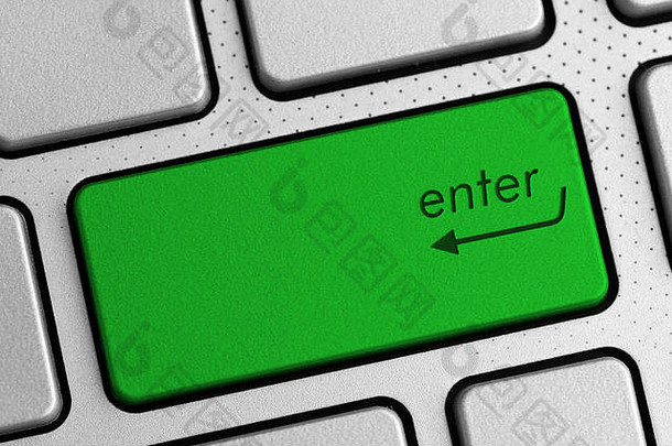 安全互联网概念-绿色键盘输入按钮